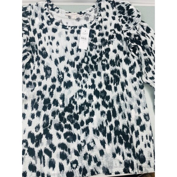 LOFT WOMEN Animal Print Twist Sleeve Top Small - Picture 6 of 11